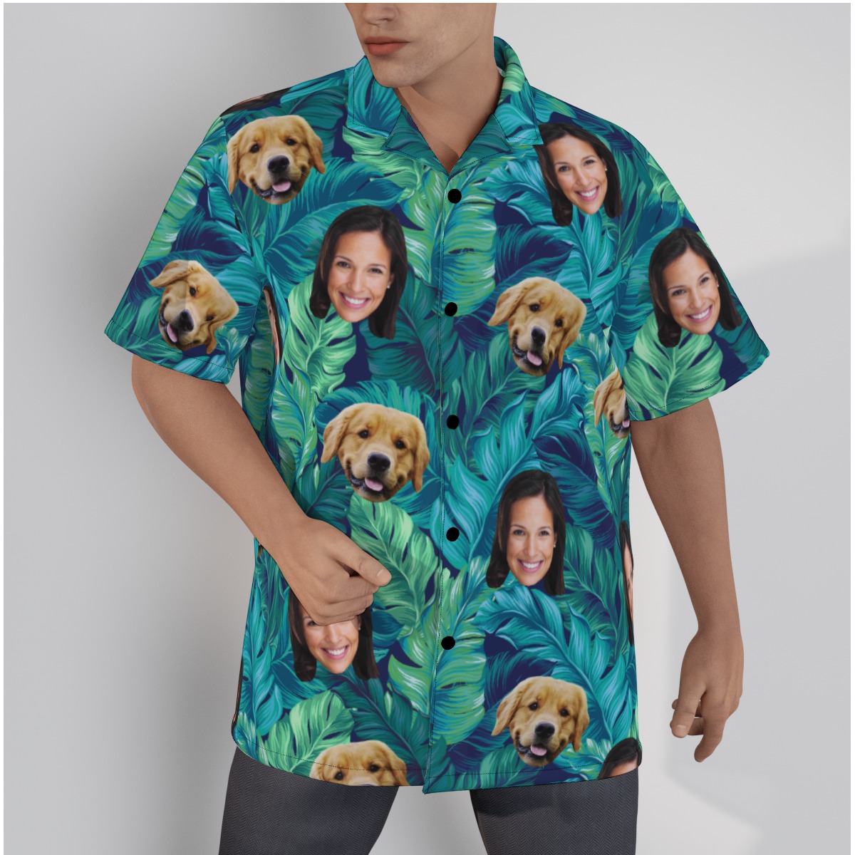 Custom Face And Dog Hawaiian Shirt For Men - variant image 1