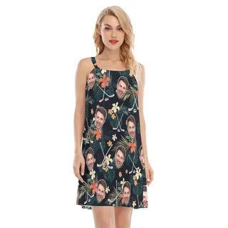 Custom Face Tropical Hockey Hawaiian Cami Dress For Summer