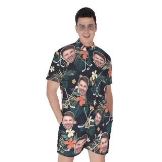 Customized Tropical Hockey Hawaiian Romper With Face