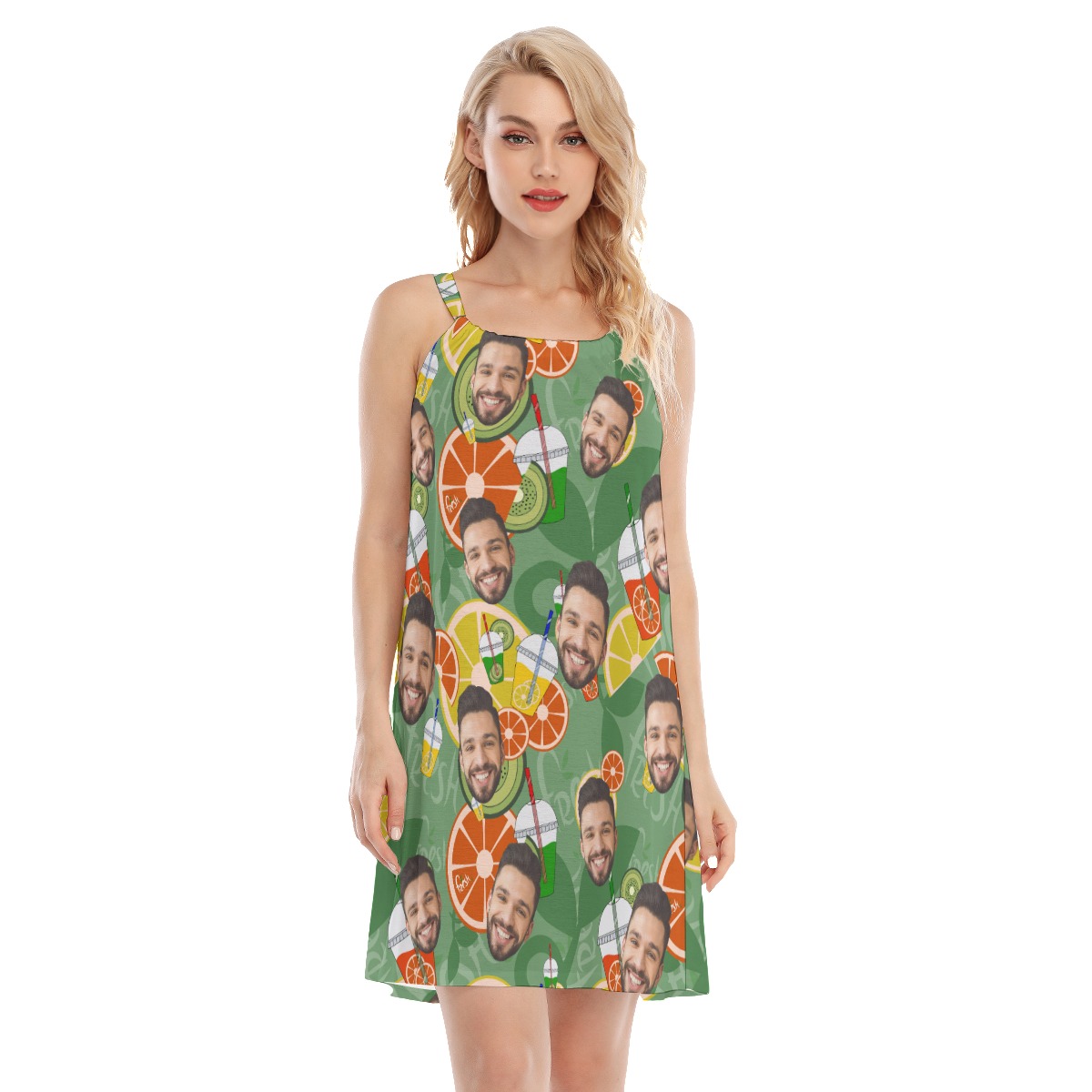 Cool Custom Face Fruit Drinking Women Dress - variant image 1