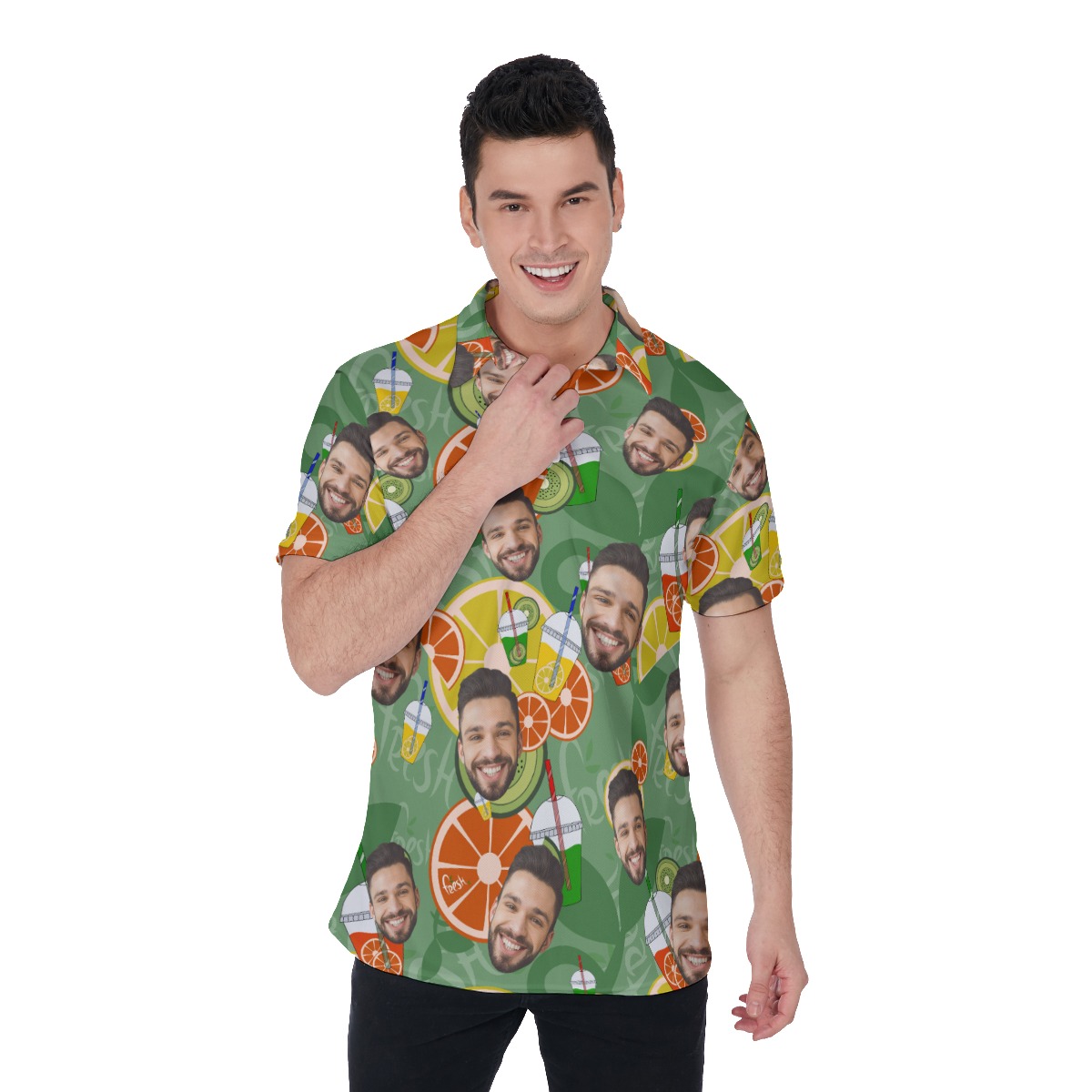 Drinking Fruit Men's Polo Shirt With Multiple Face - variant image 1