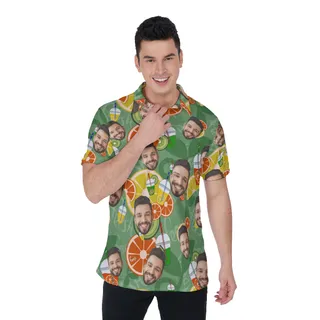Drinking Fruit Men's Polo Shirt With Multiple Face