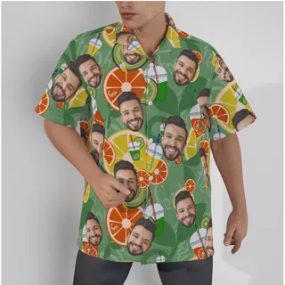 Drinking Fruit Men’s Hawaiian Shirt With Custom Face