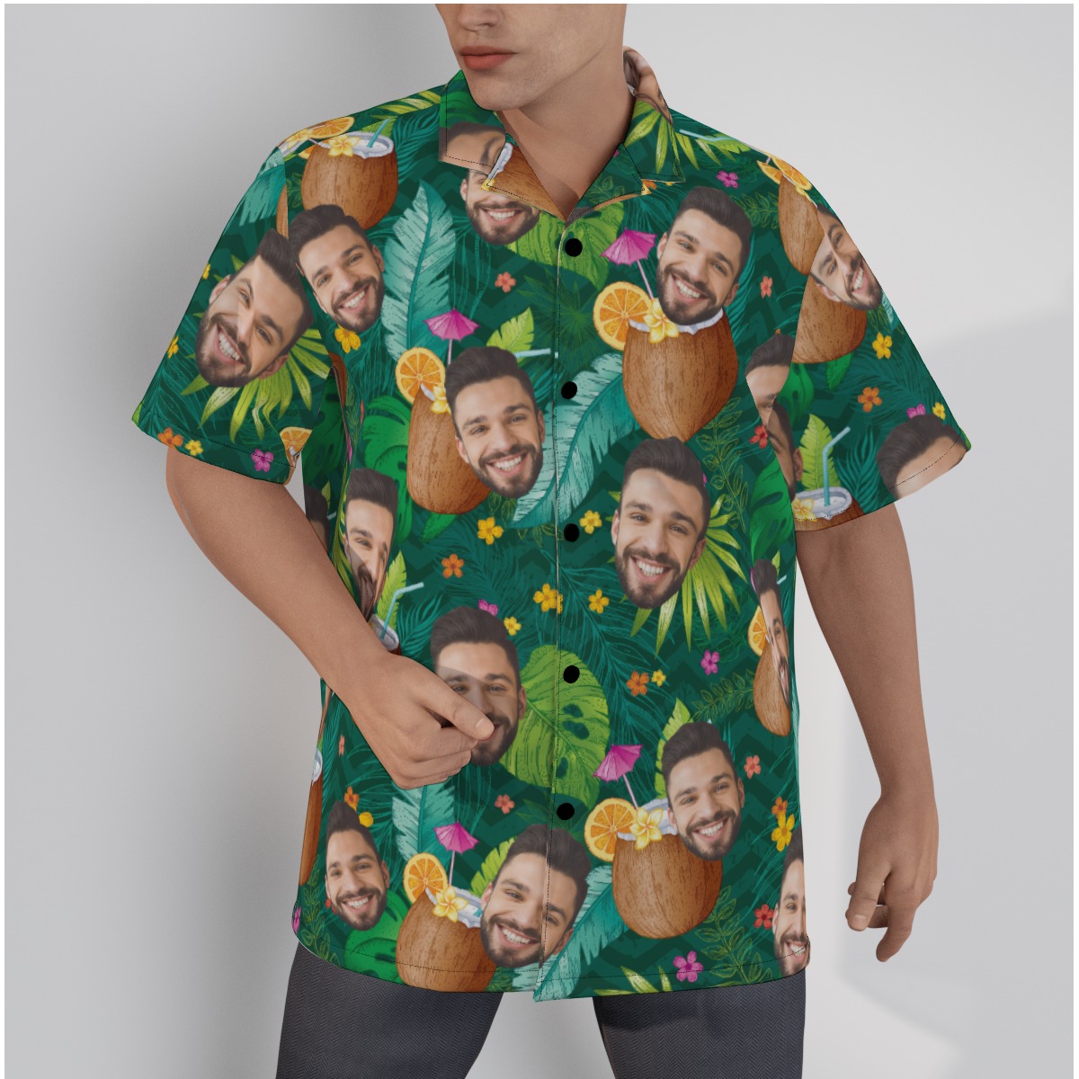 Coconut Tropical Hawaiian Shirt With Custom Face - variant image 1