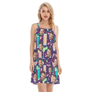 Fruit Drinking Men's Hawaiian Dress With Custom Face