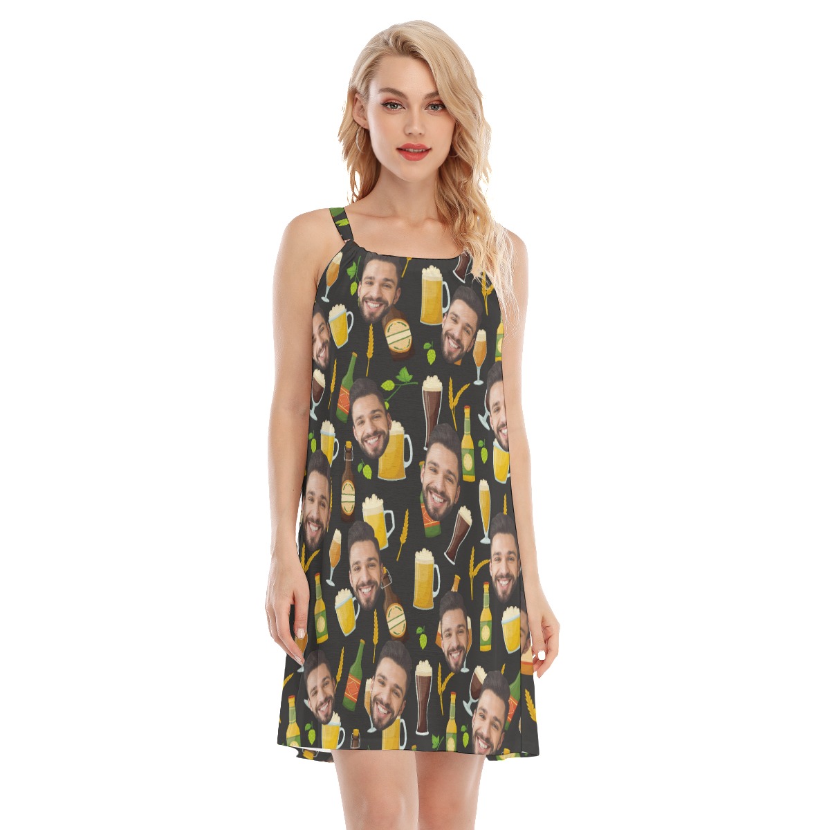 Funny Drinking Party Cami Dress With Multi Face - variant image 1