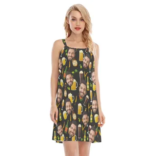 Funny Drinking Party Cami Dress With Multi Face