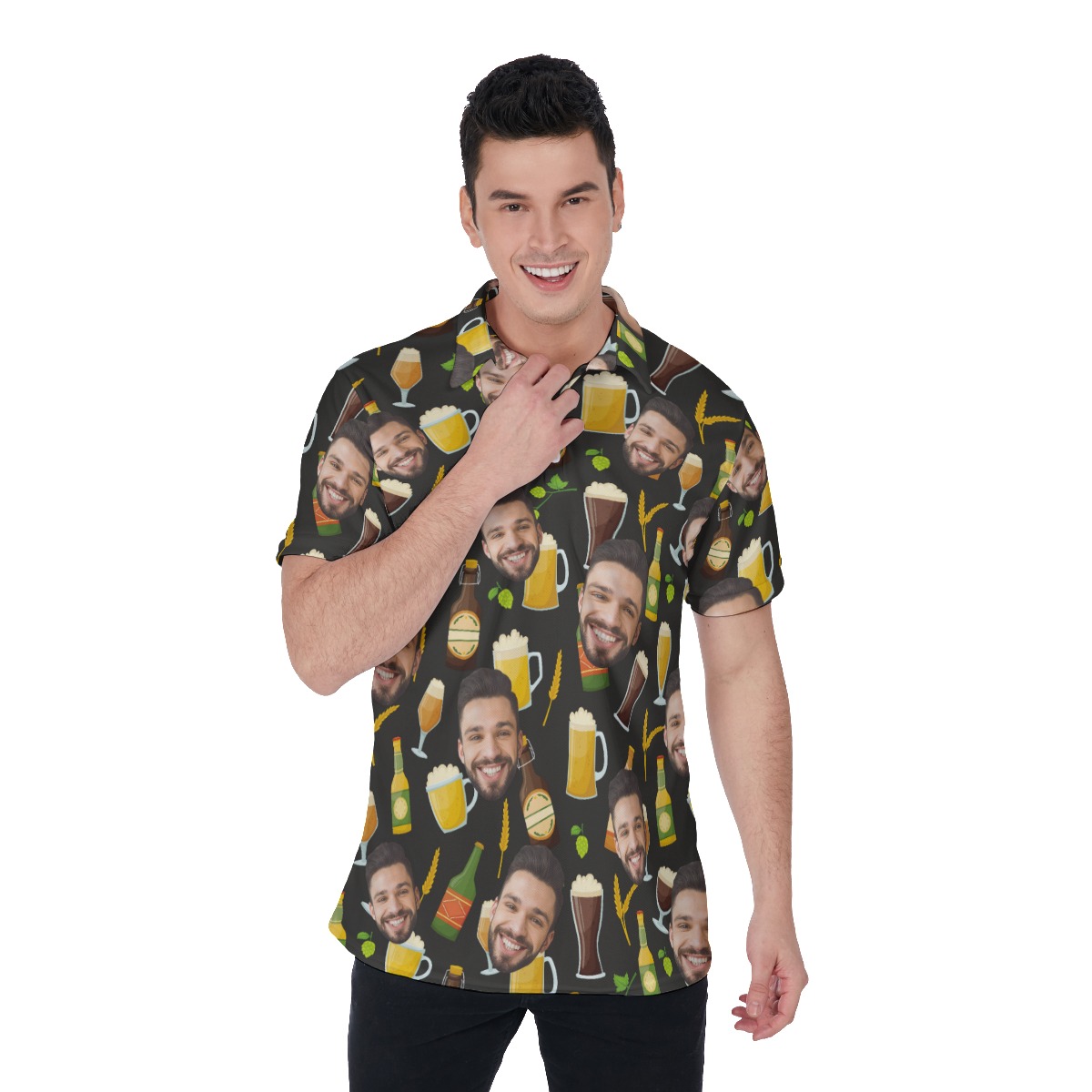 Drinking Party Themed Men's Polo Shirt With Custom Face - variant image 1