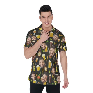 Drinking Party Themed Men's Polo Shirt With Custom Face