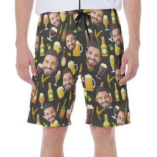 Drinking Party Themed Men's Shorts With Custom Face