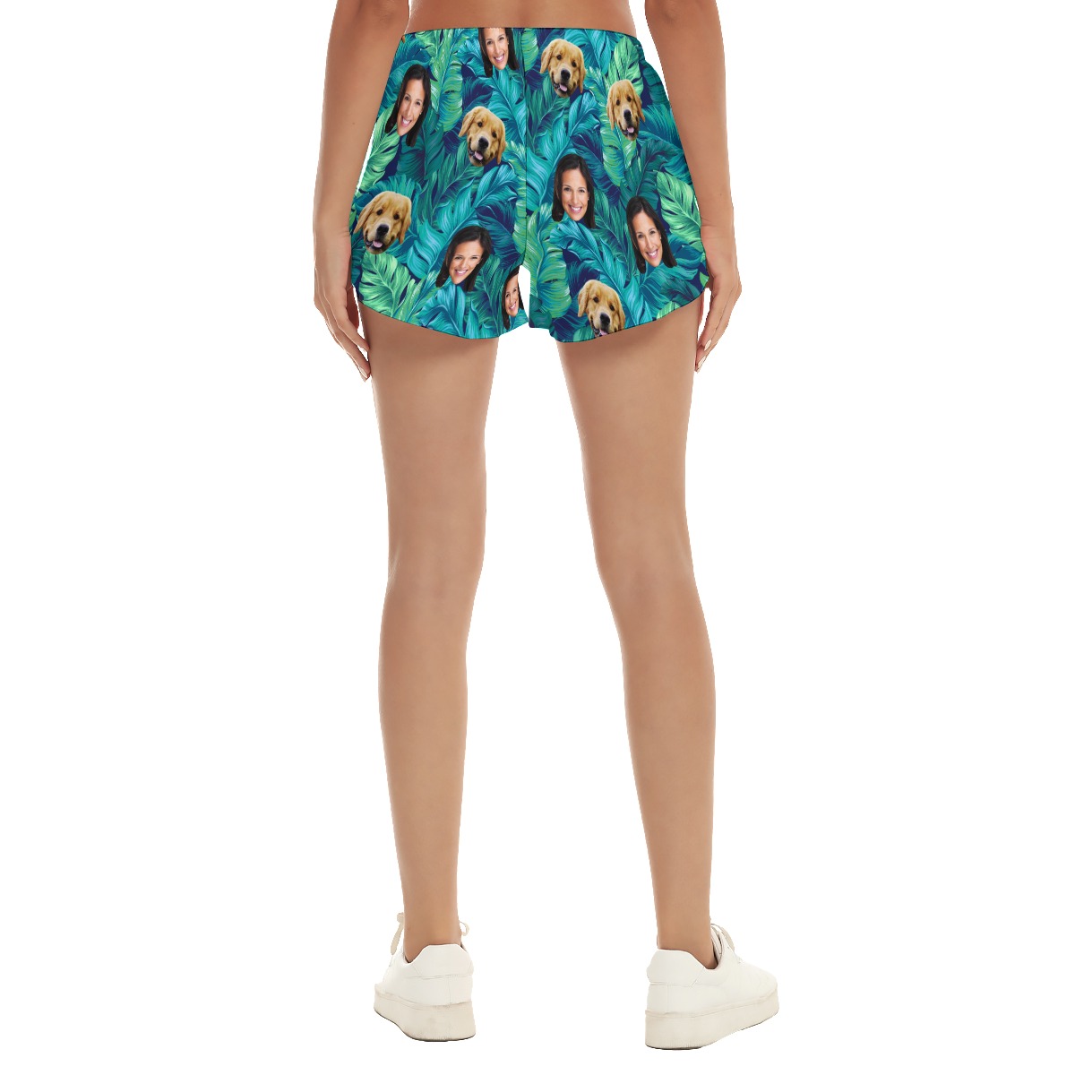 Women's Custom Face And Dog Tropical Aloha Shorts