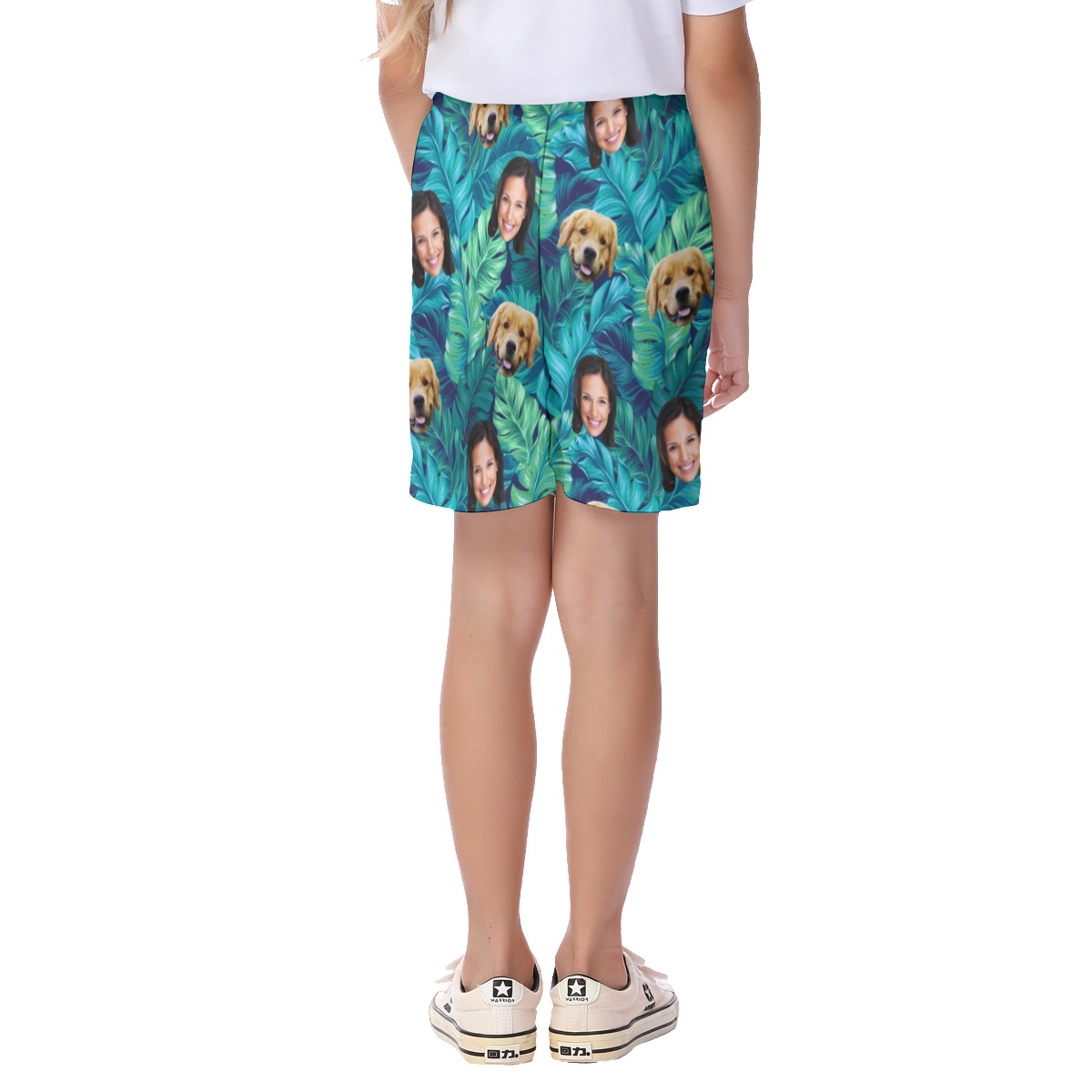Custom Dog And Face Tropical Hawaiian Shorts For Kids