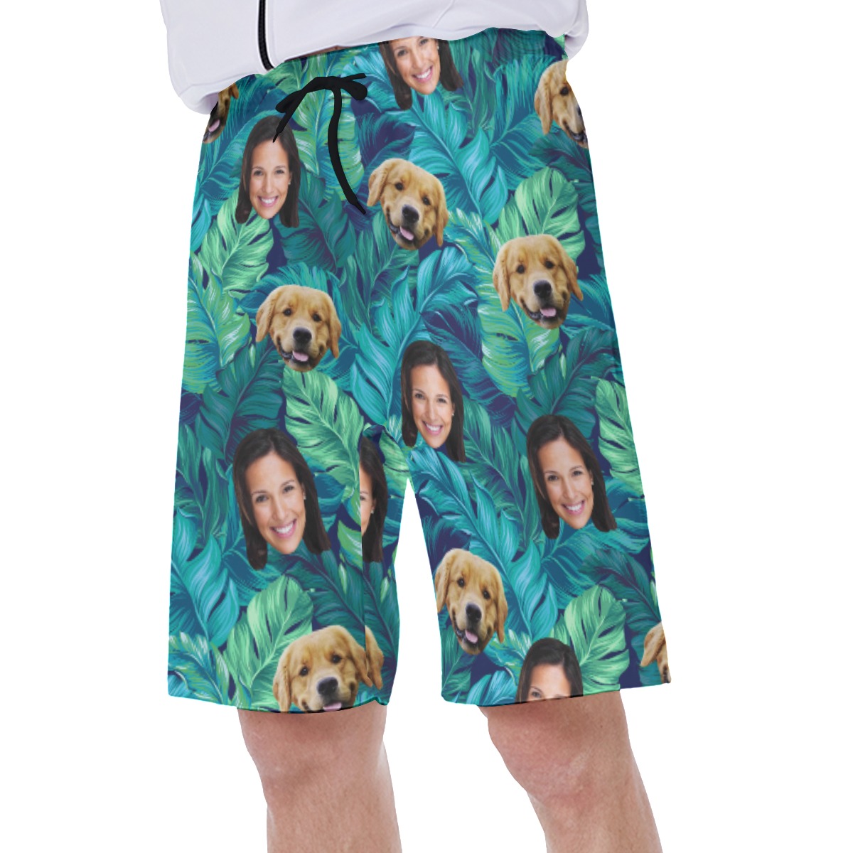 Men's Custom Face And Pet Tropical Hawaiian Beach Trunks