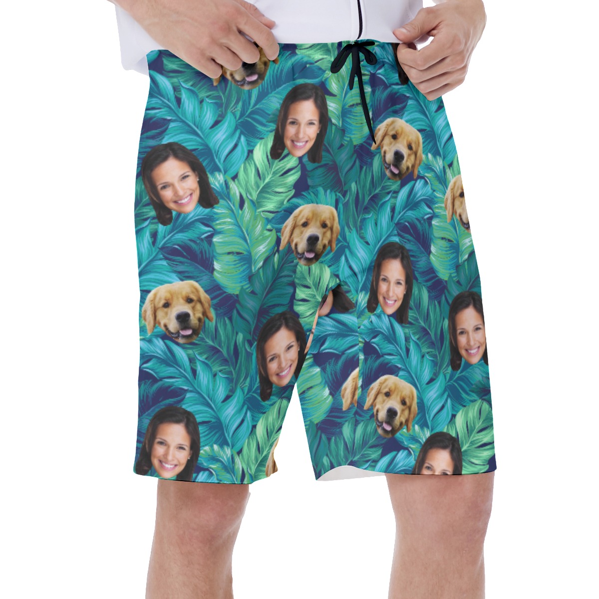 Men's Custom Face And Pet Tropical Hawaiian Beach Trunks