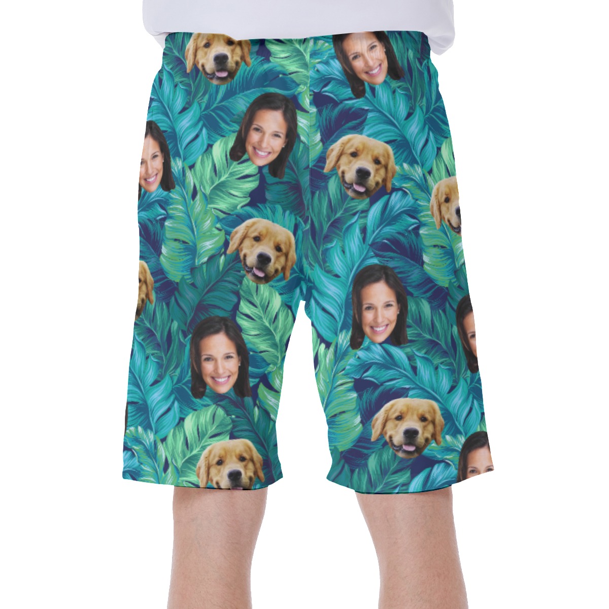 Men's Custom Face And Pet Tropical Hawaiian Beach Trunks