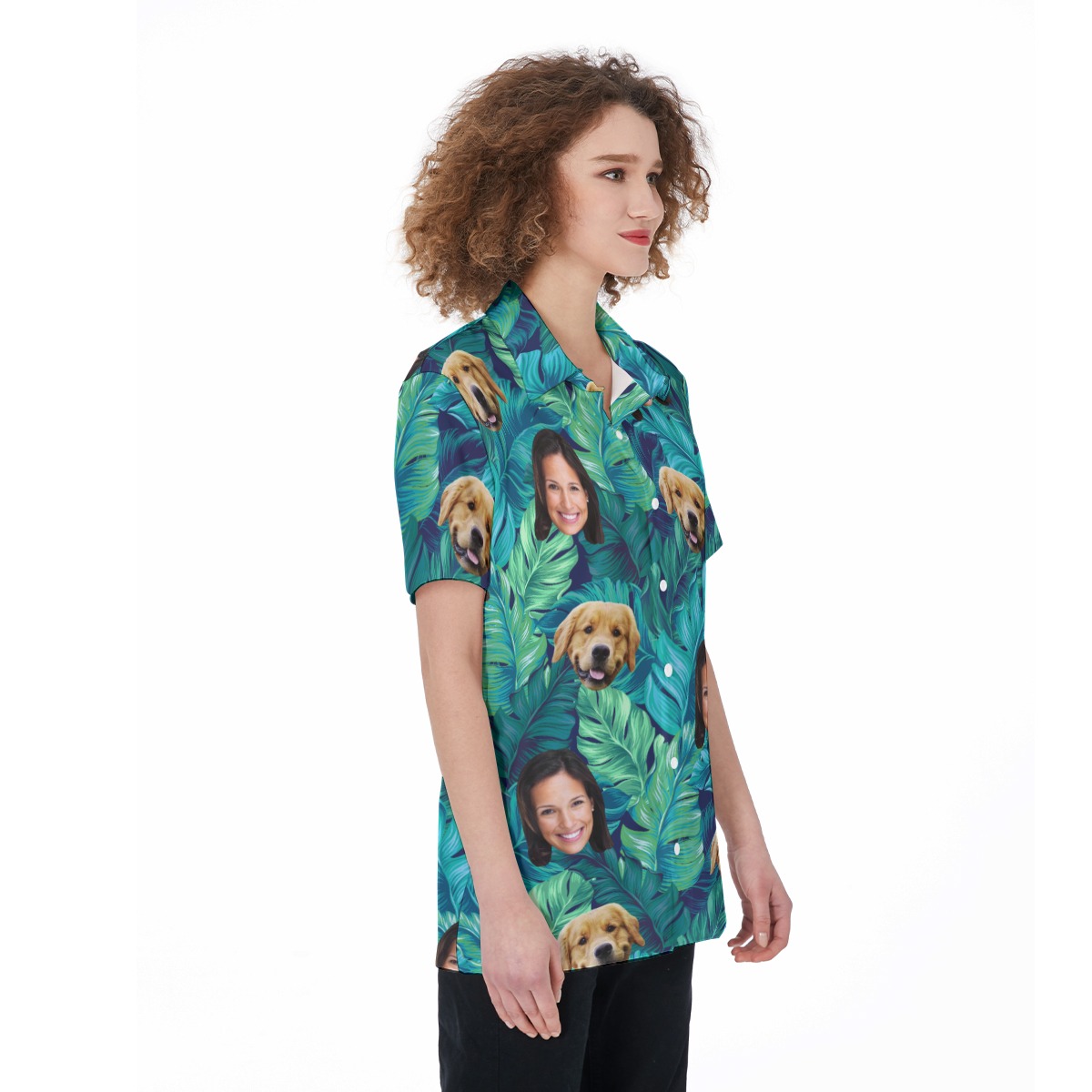Women's Pet And Owner Face Custom Hawaiian Shirt