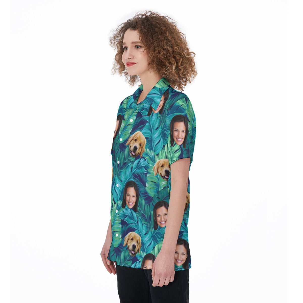 Women's Pet And Owner Face Custom Hawaiian Shirt