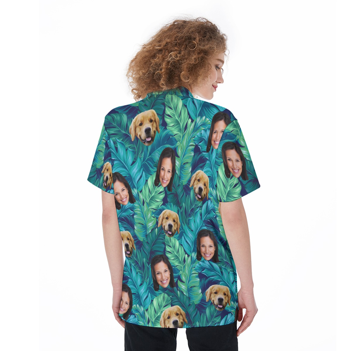 Women's Pet And Owner Face Custom Hawaiian Shirt