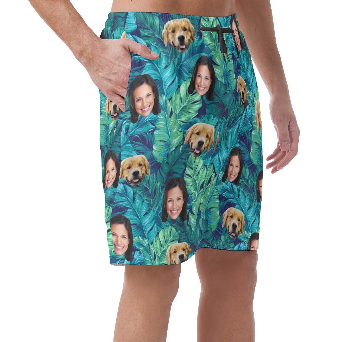 Men's Custom Dog And Face Hawaiian Shorts