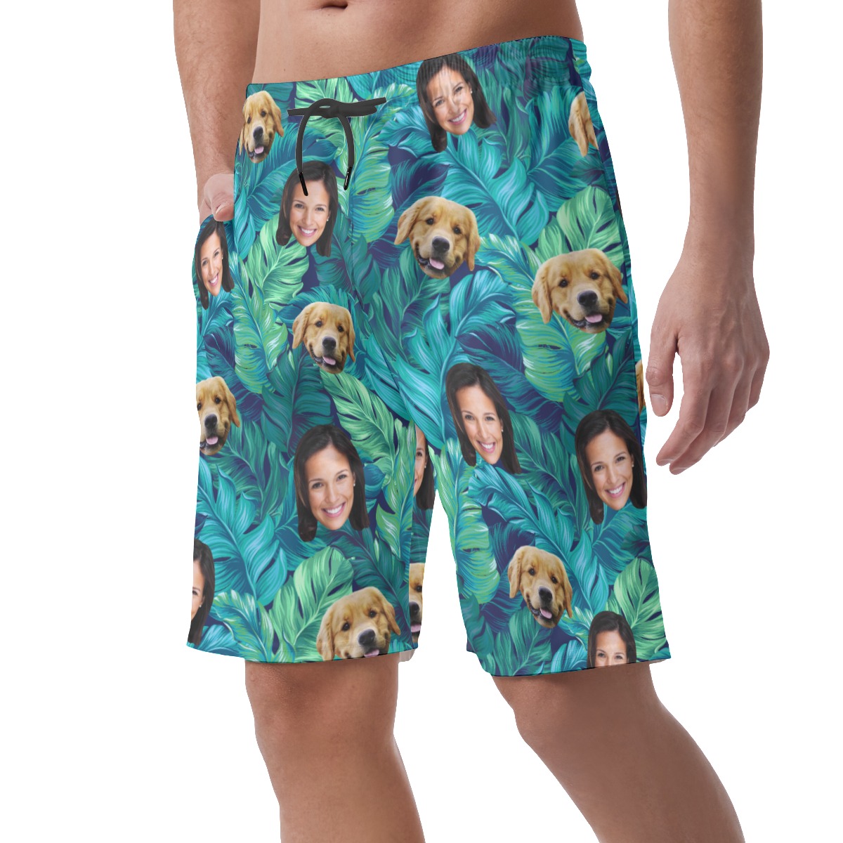 Men's Custom Dog And Face Hawaiian Shorts