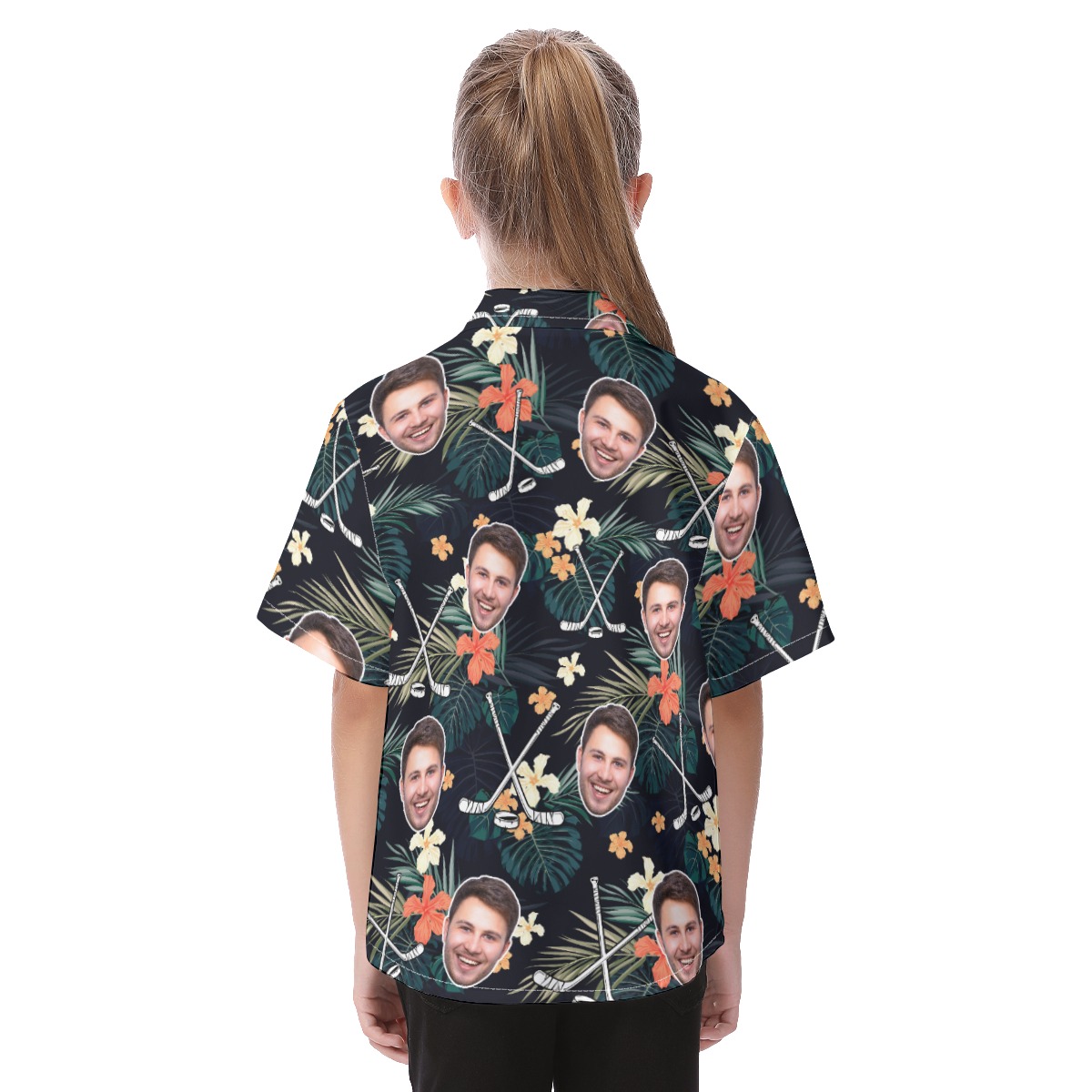 Funny Custom Face Hockey Tropical Hawaiian Shirt For Kids