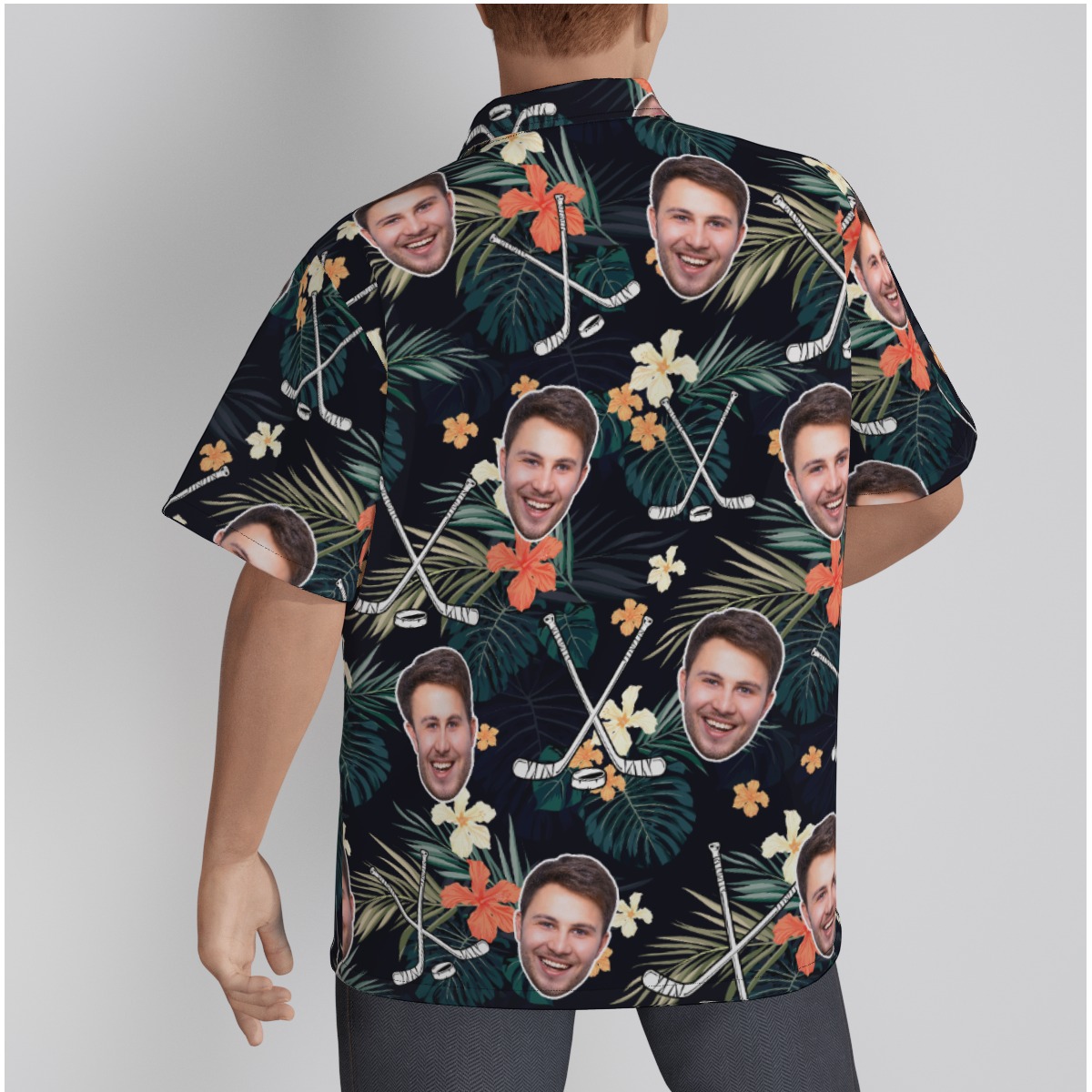 Tropical Hockey Custom Face Hawaiian Shirt