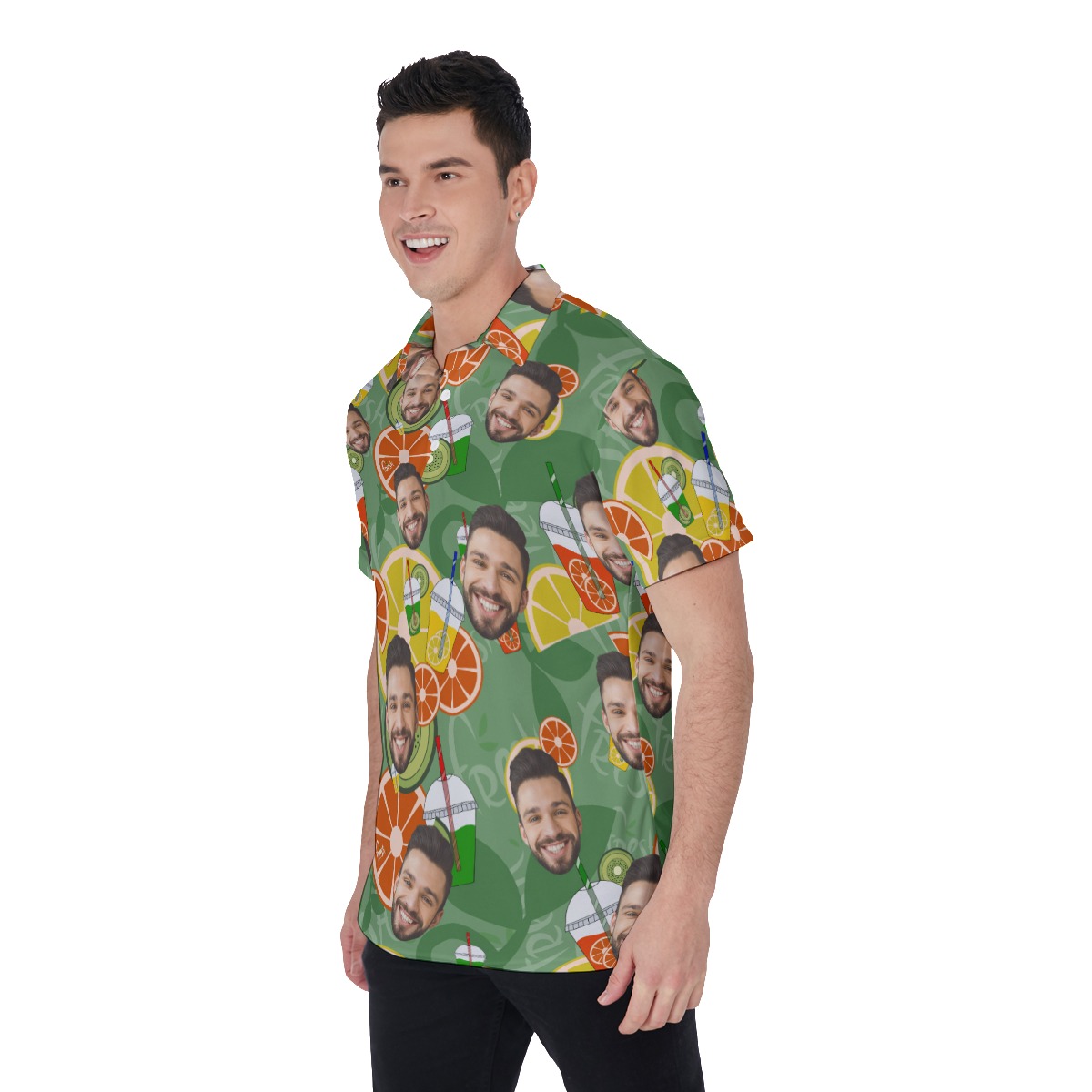 Drinking Fruit Men's Polo Shirt With Multiple Face