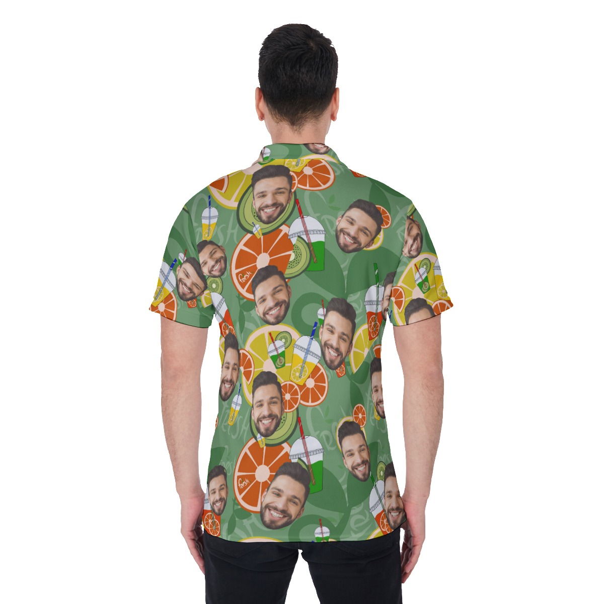 Drinking Fruit Men's Polo Shirt With Multiple Face