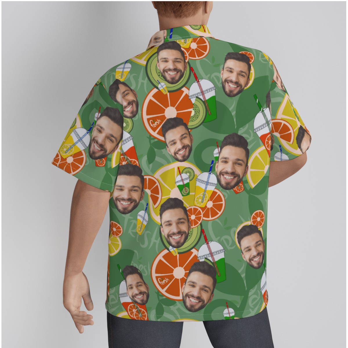 Drinking Fruit Men’s Hawaiian Shirt With Custom Face