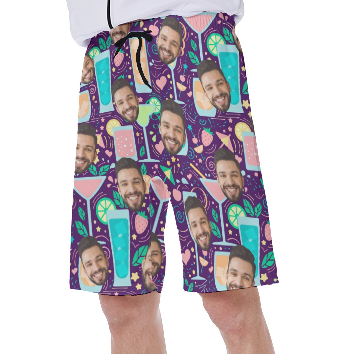 Fruit Drinking Men's Hawaiian Shorts With Custom Face