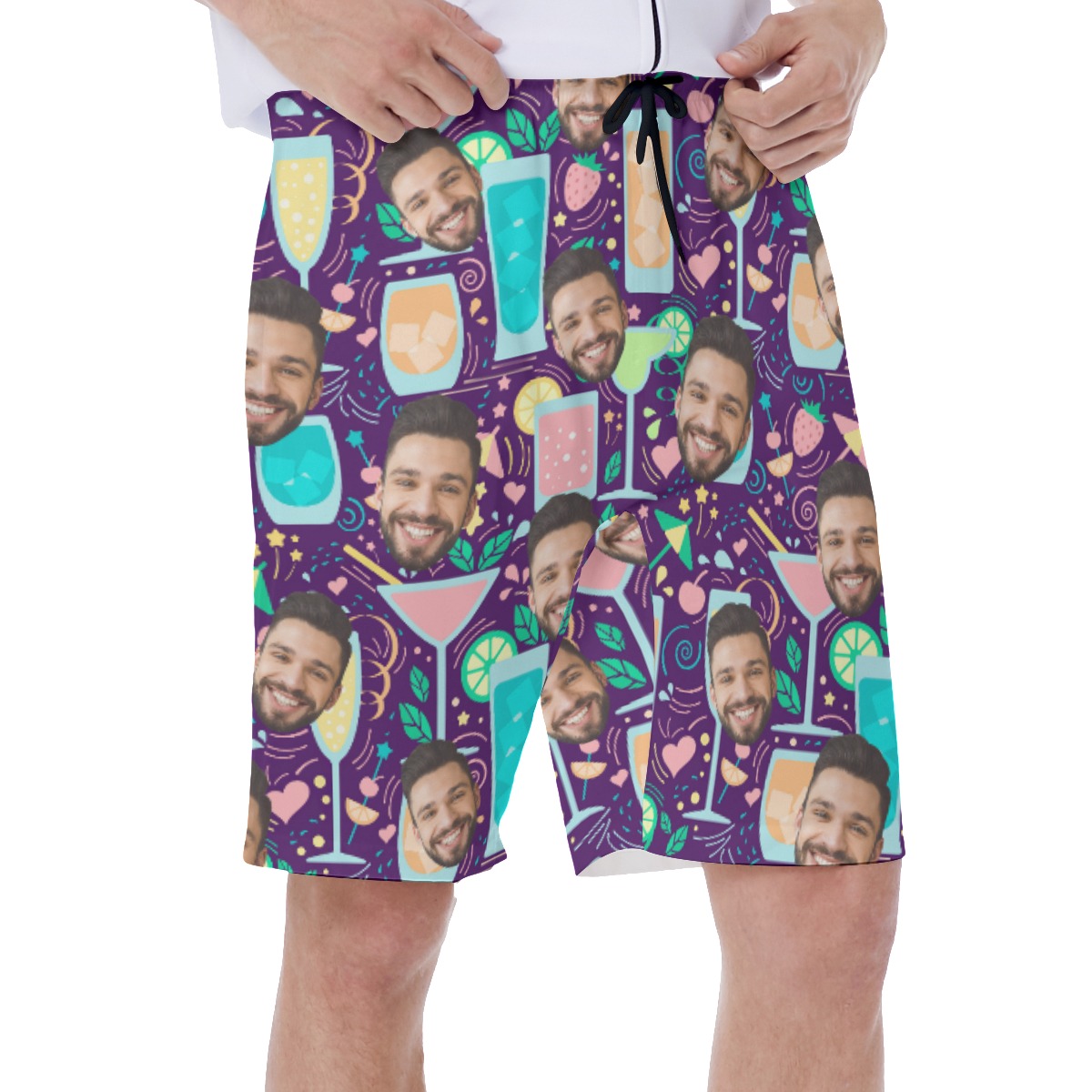 Fruit Drinking Men's Hawaiian Shorts With Custom Face