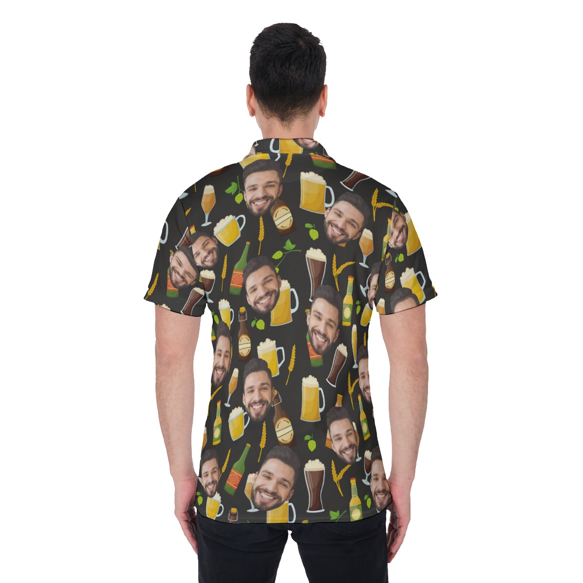 Drinking Party Themed Men's Polo Shirt With Custom Face