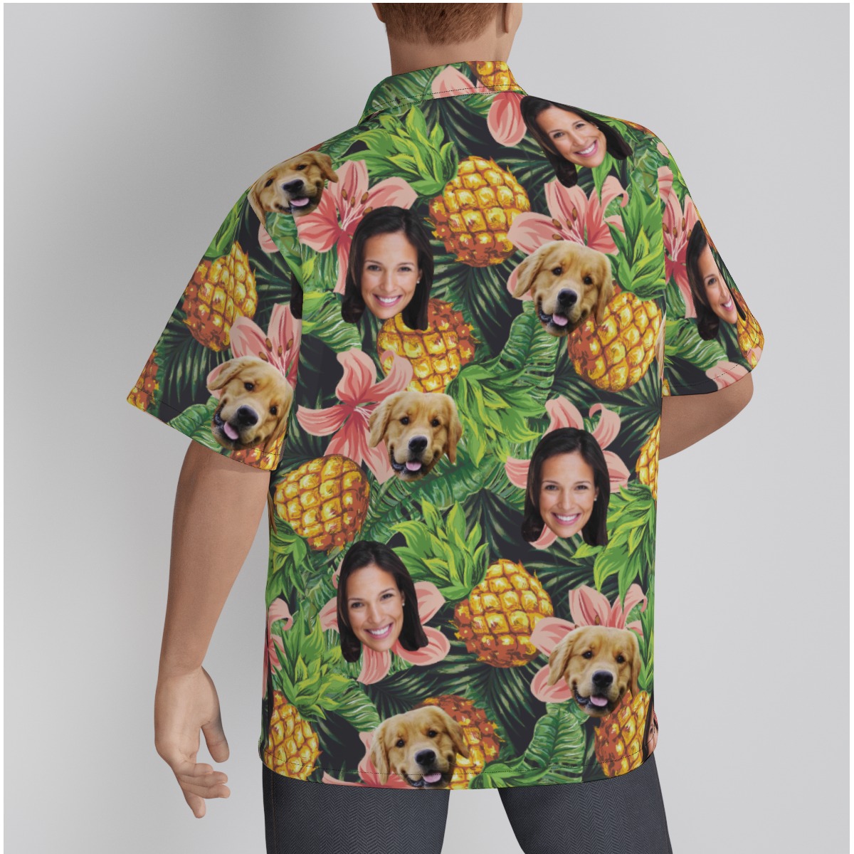 Custom Face And Dog Pineapple Hawaiian Shirt For Men