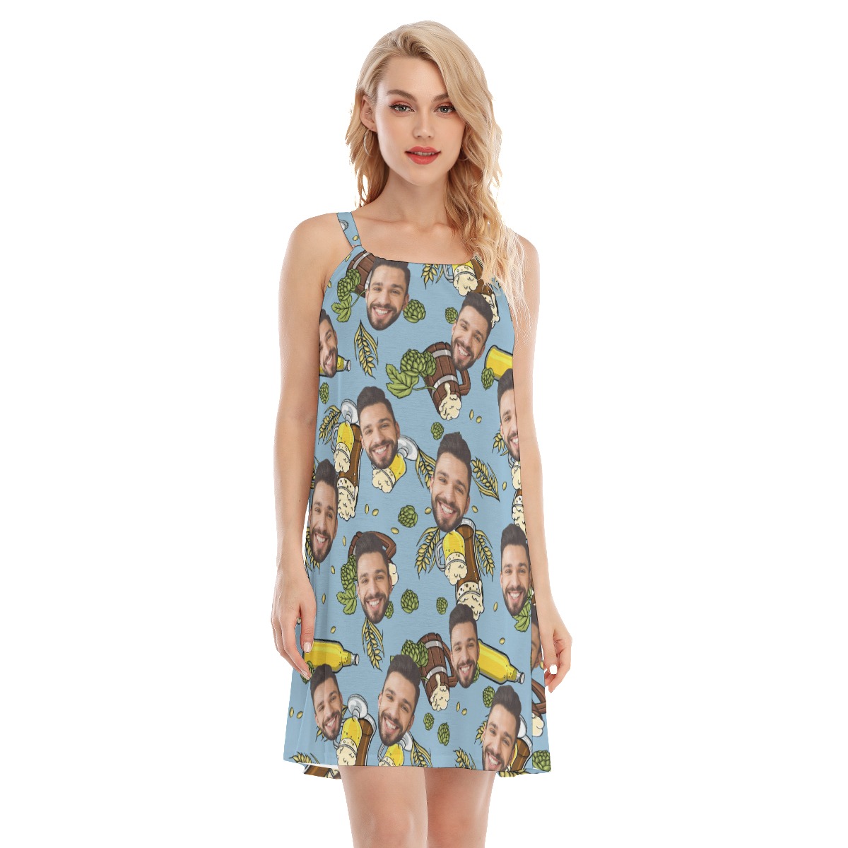 Custom Face Beer Cami Dress For Drinking Party - variant image 1