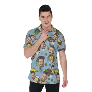 Cool Beer Lovers Men's Polo Shirt With Custom Face