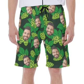 Hops Flower Men's Swim Trunks With Custom Face
