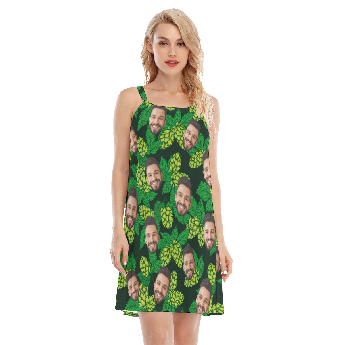 Beer Flowers Cami Dress With Custom Face - variant image 1