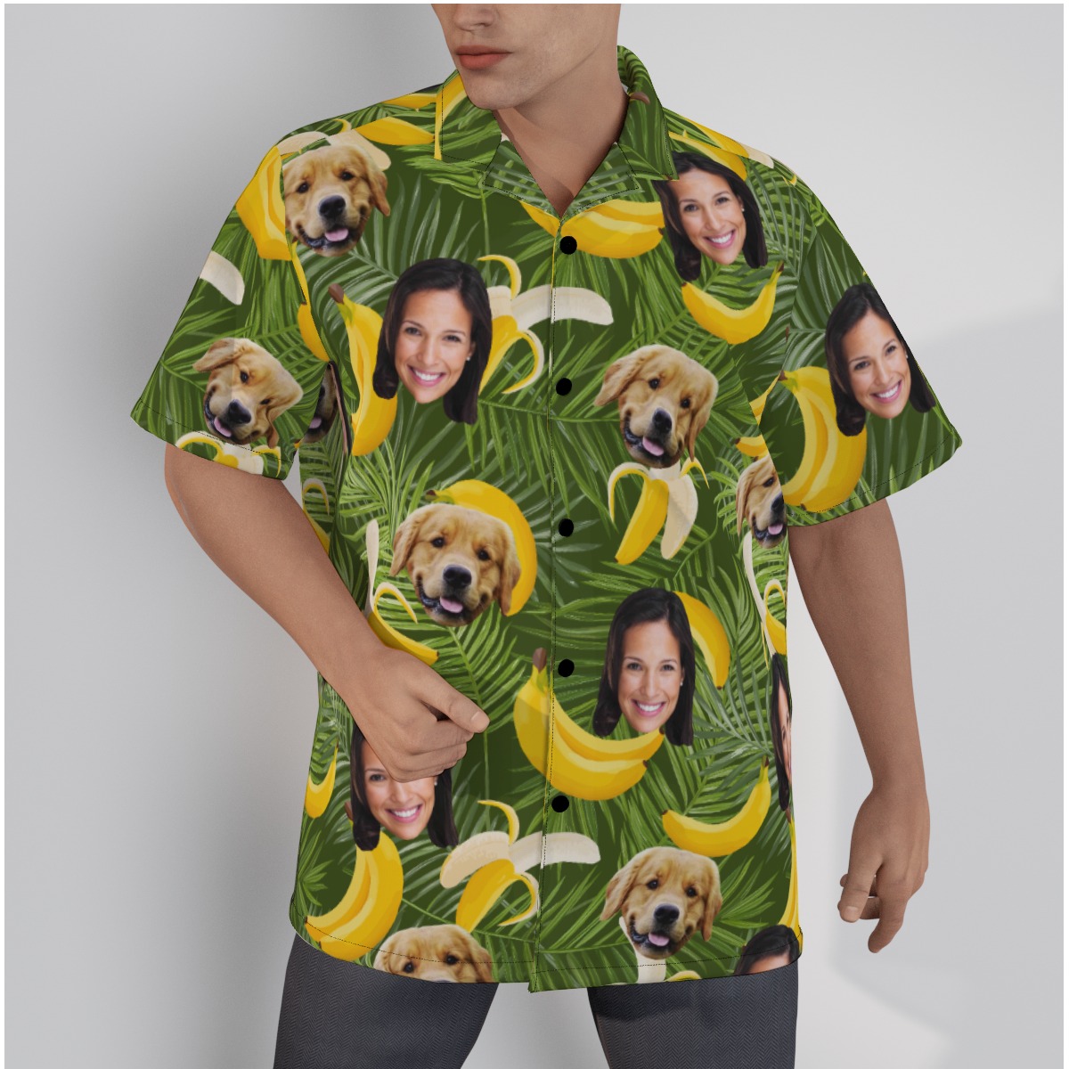 Custom Face And Dog Banana Hawaiian Shirt For Men - variant image 1