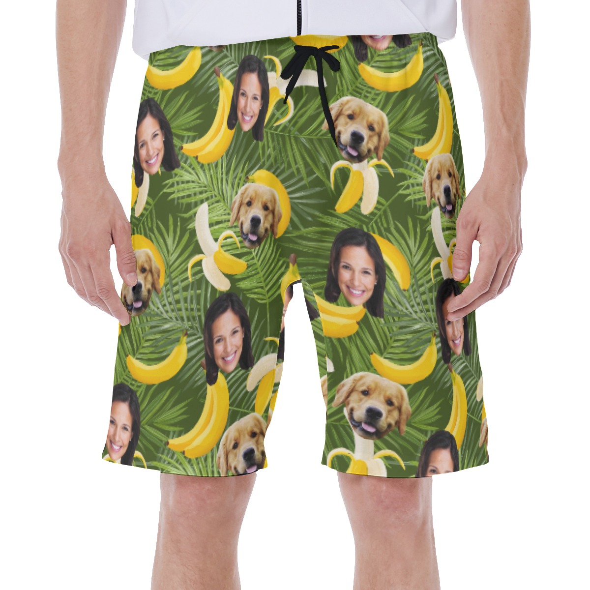Men's Custom Face And Pet Hawaiian Beach Trunks - variant image 1