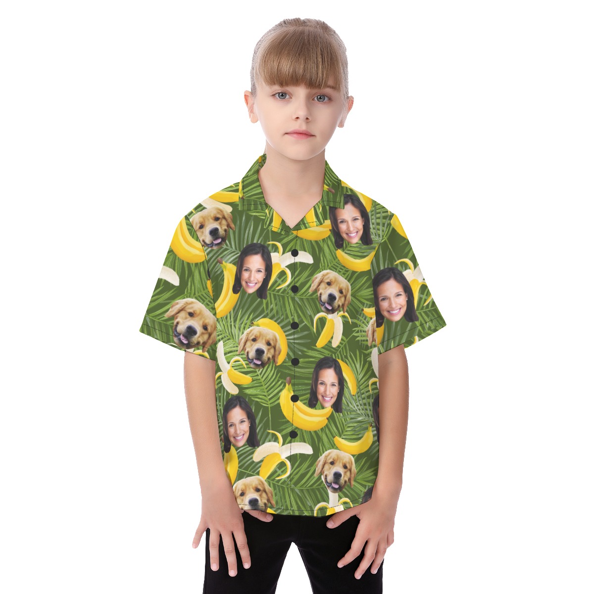 Custom Face And Pet Hawaiian Shirt For Kids - variant image 1