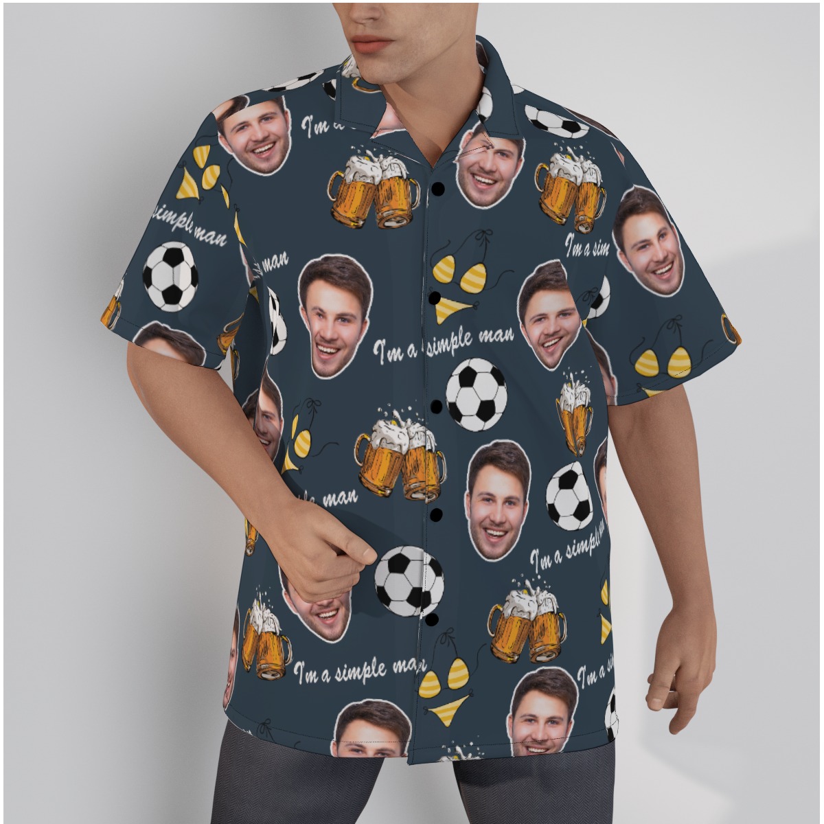 Funny Custom Face Men's Hobbies Hawaiian Shirt - variant image 1