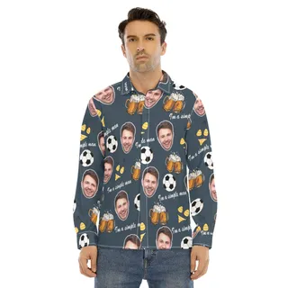 Funny Men's Hobbies Custom Face Hawaiian Long Sleeve Shirt