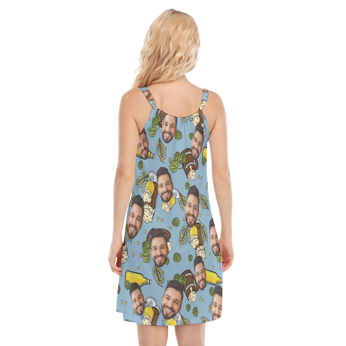 Custom Face Beer Cami Dress For Drinking Party
