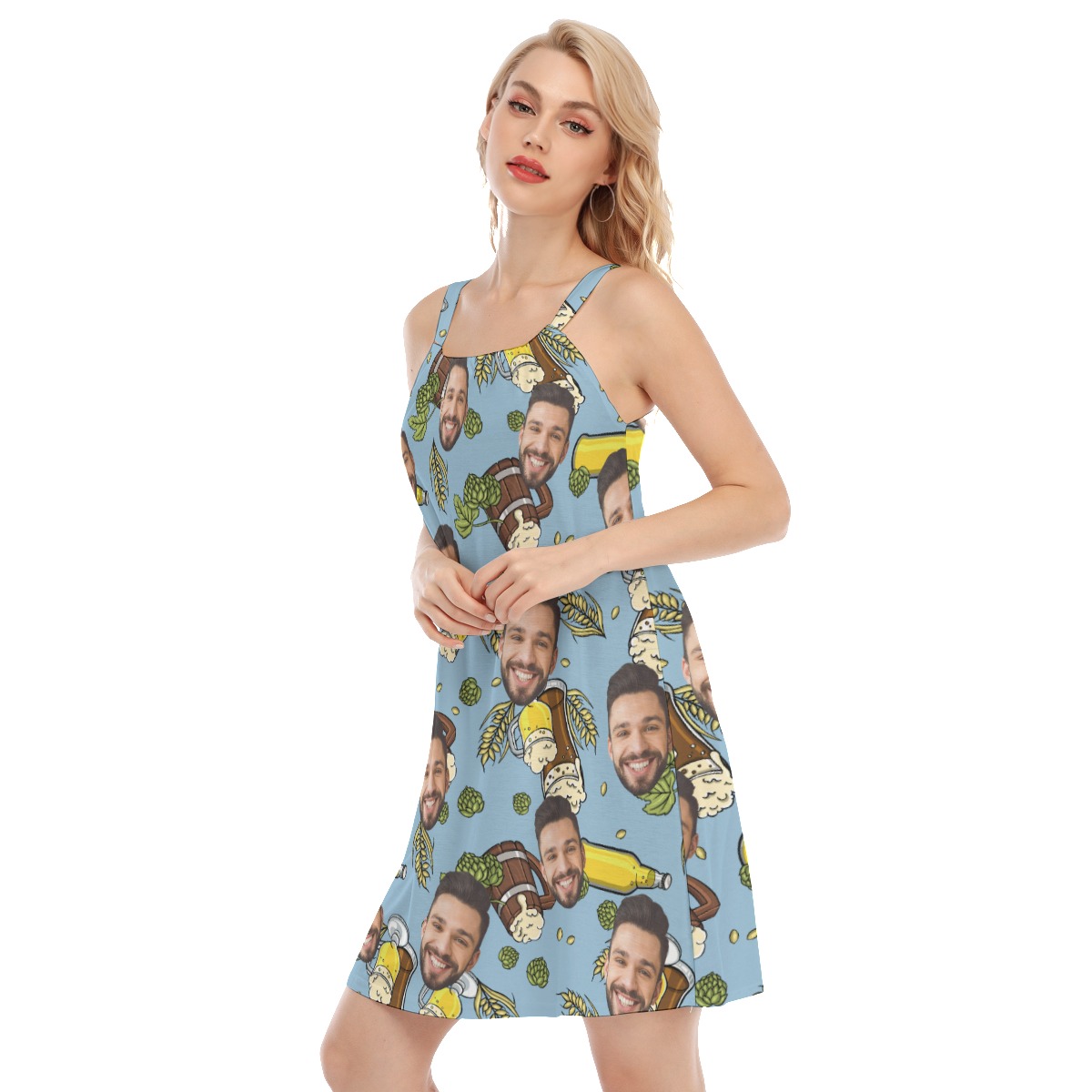 Custom Face Beer Cami Dress For Drinking Party