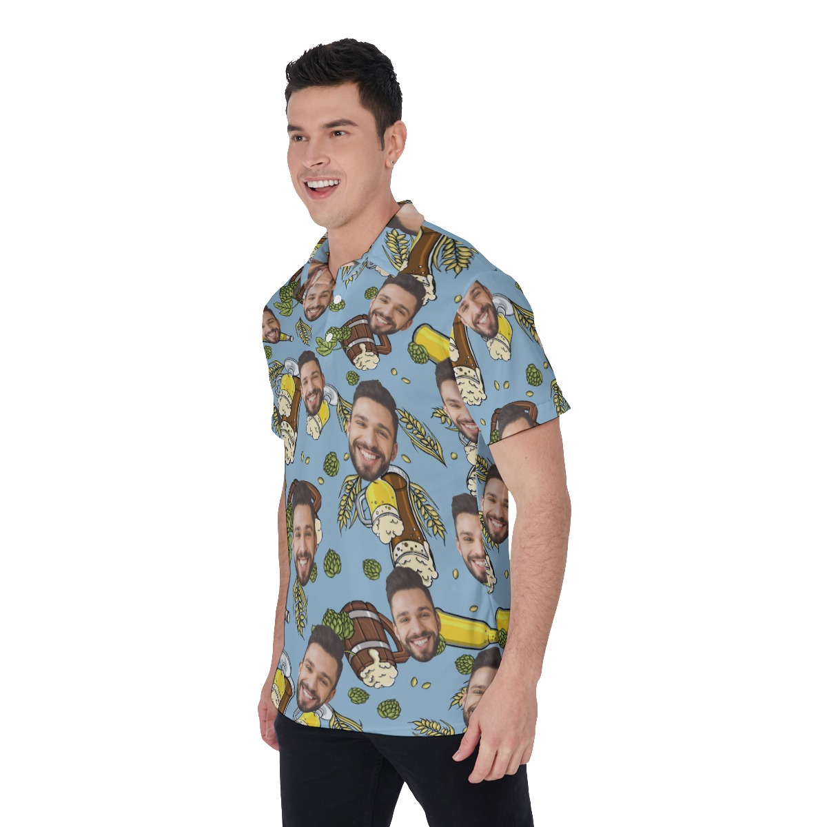 Cool Beer Lovers Men's Polo Shirt With Custom Face