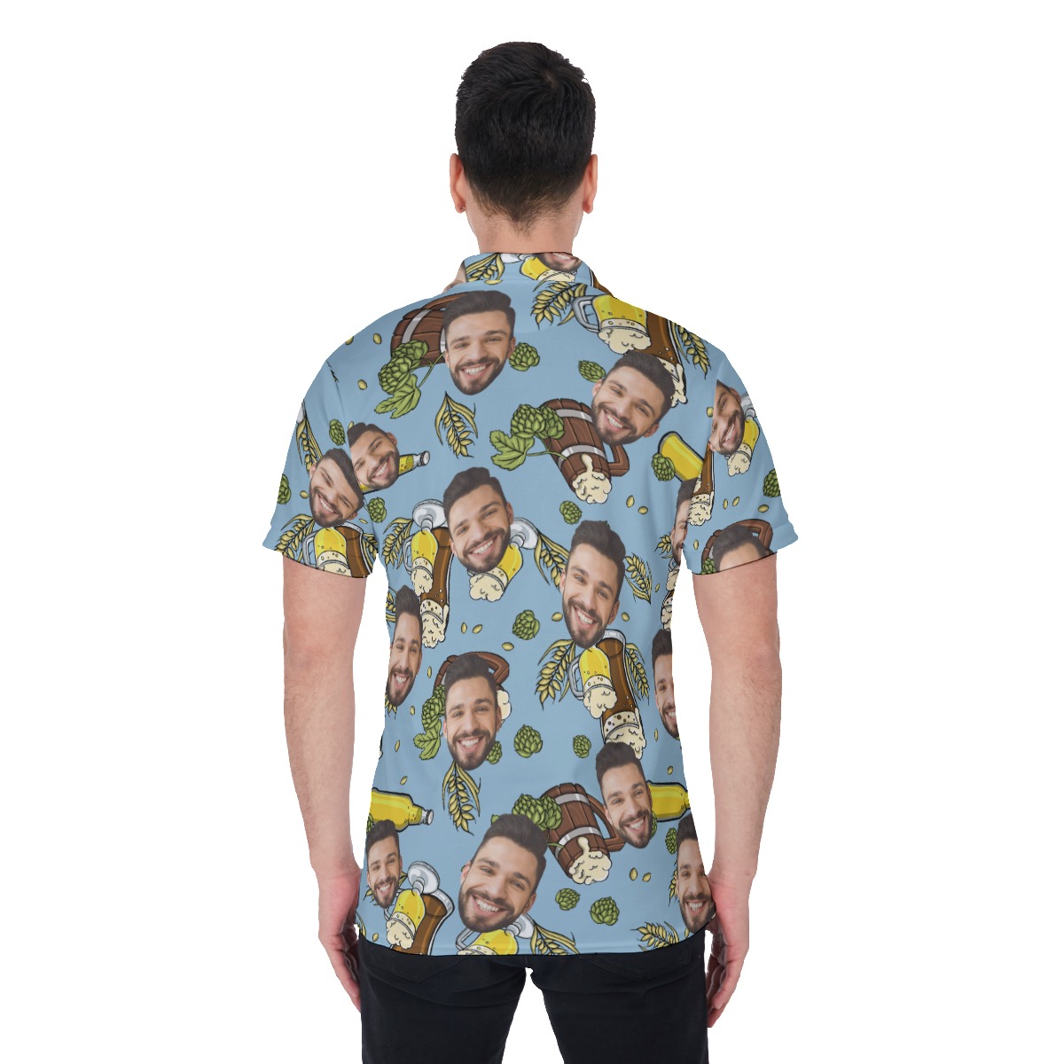 Cool Beer Lovers Men's Polo Shirt With Custom Face
