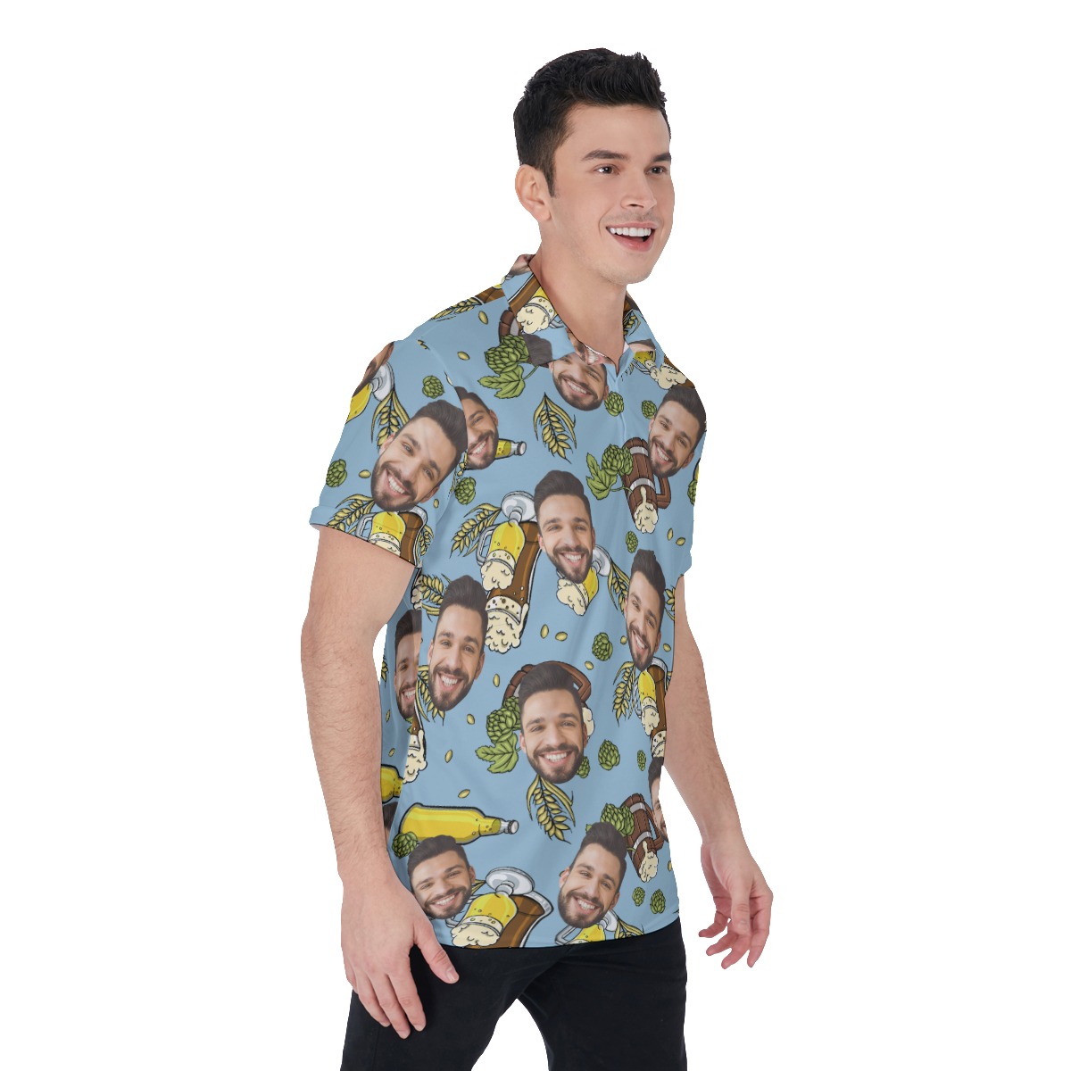 Cool Beer Lovers Men's Polo Shirt With Custom Face