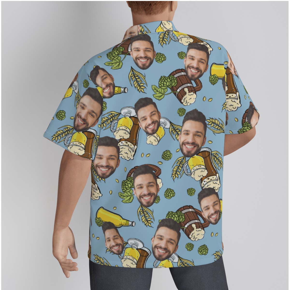 Beer Cheer Men's Button Up Shirt With Custom Face