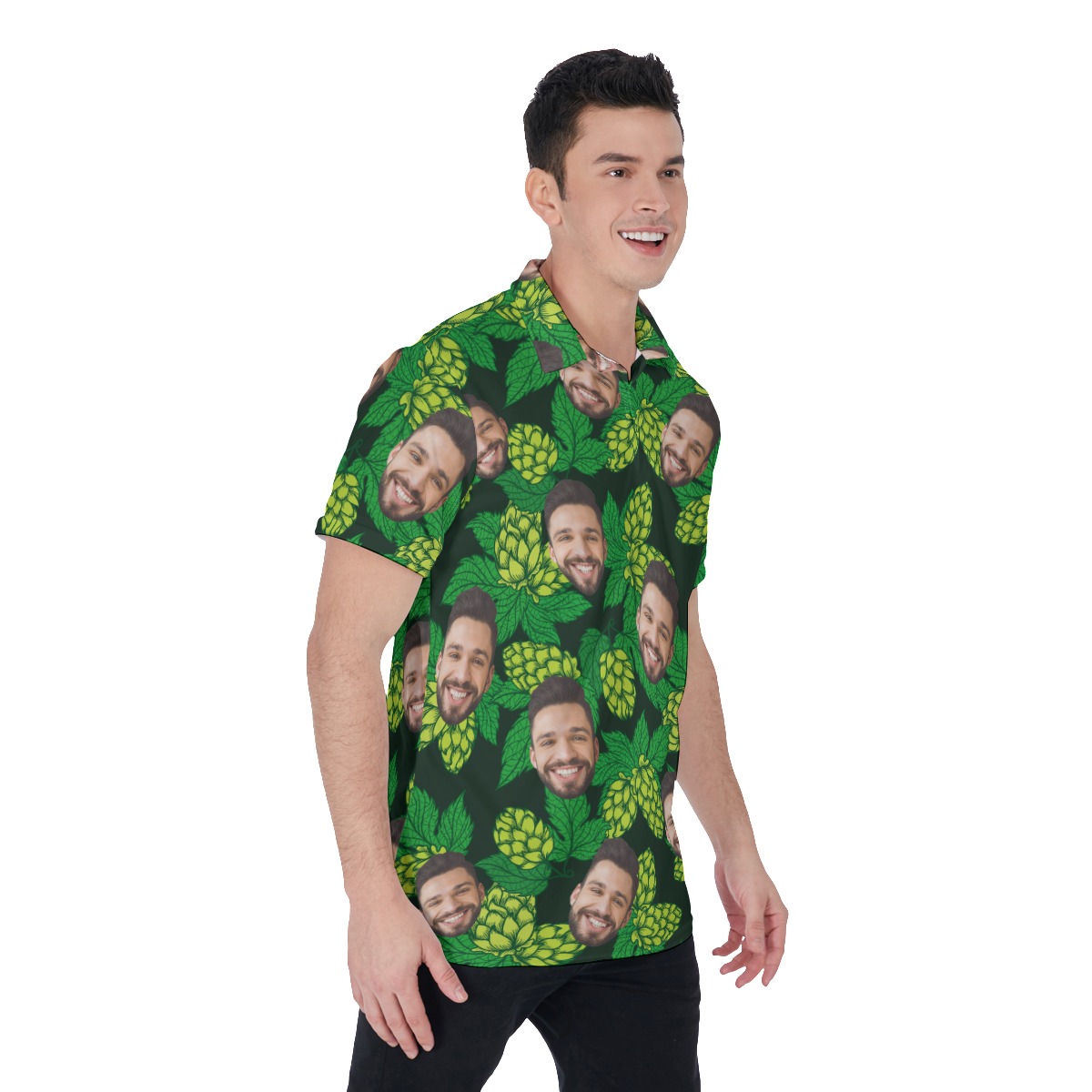 Beer Flower Polo Collared Shirt With Custom Face