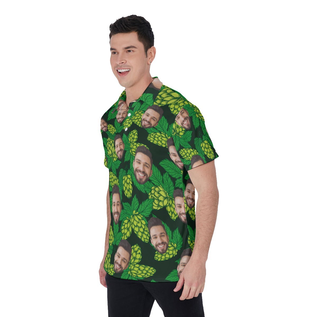 Beer Flower Polo Collared Shirt With Custom Face